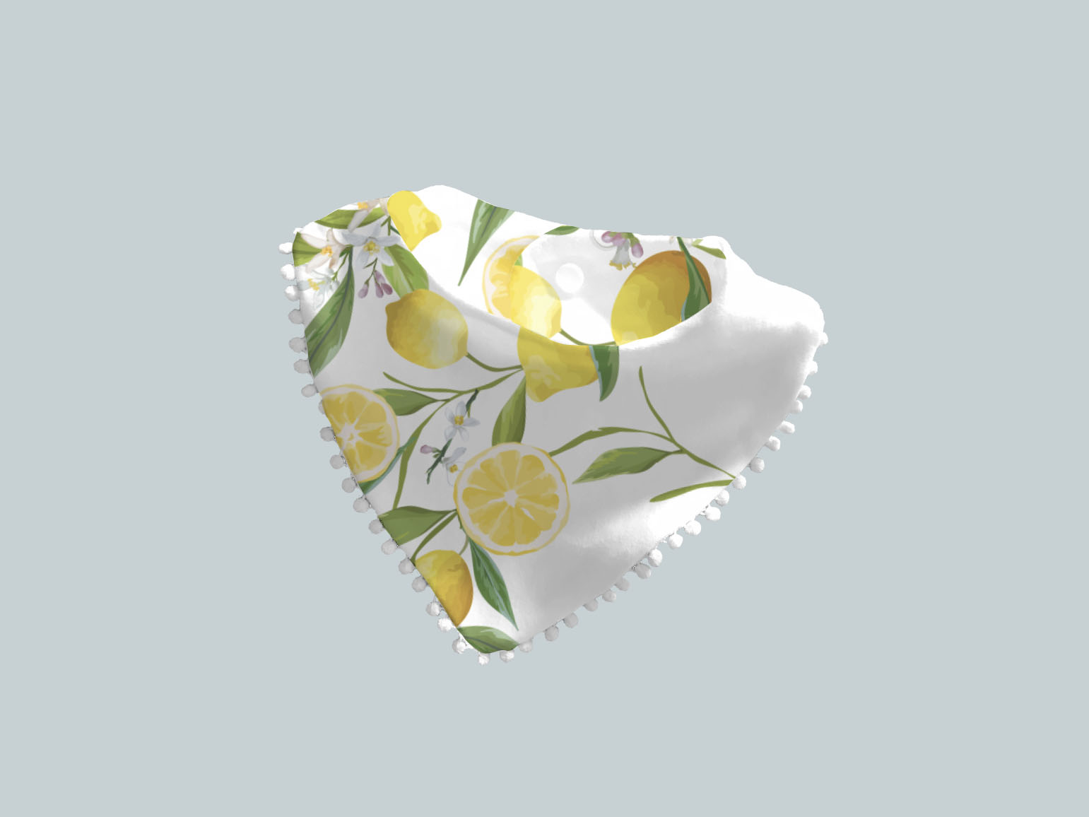 Bib Scarf with Trim - Lemons Detailed Floral