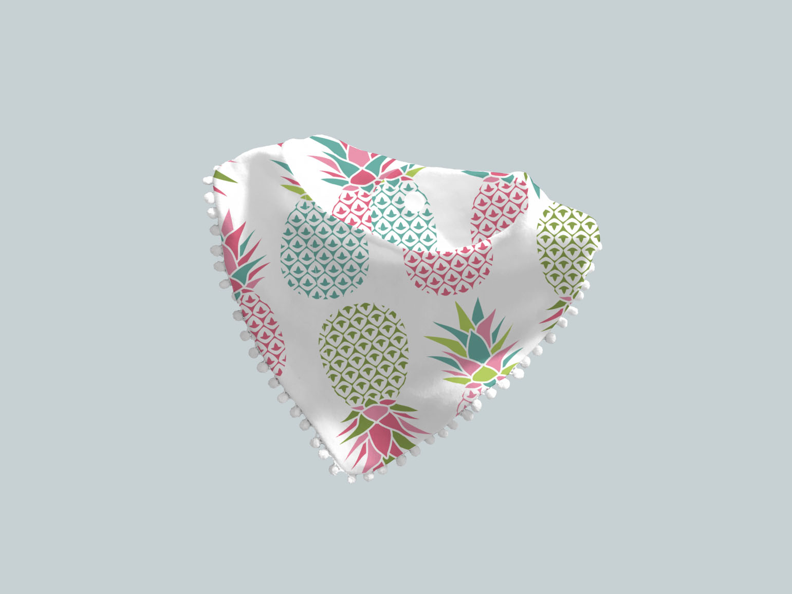 Bib Scarf with Trim - Pineapples Pink Green Blue