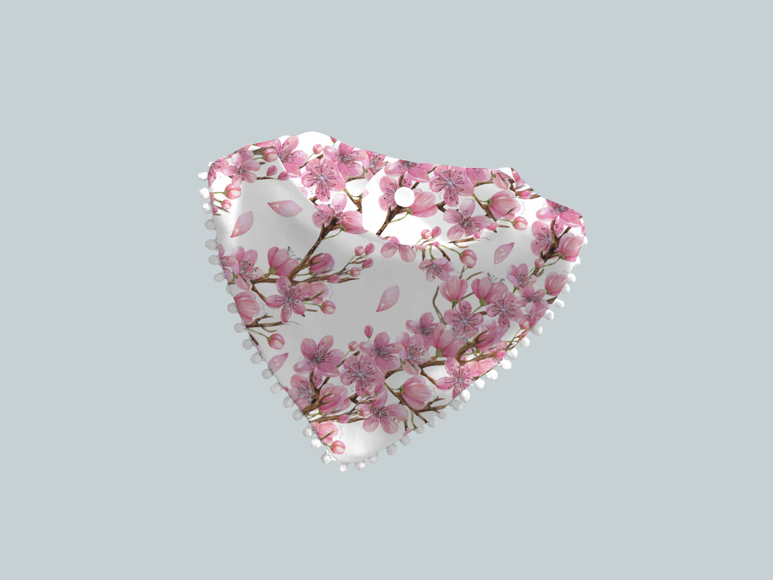 Bib Scarf with Trim - Cherry Blossoms