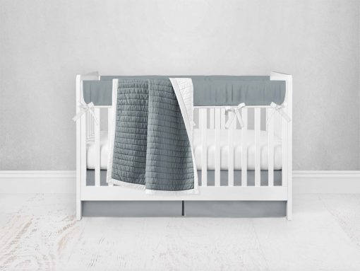 Bumperless Crib Set with Pleated Skirt Modern Rail Covers - Gray Green
