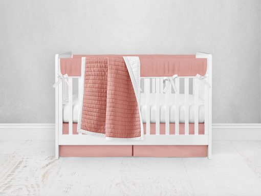 Bumperless Crib Set with Pleated Skirt Modern Rail Covers - Peach