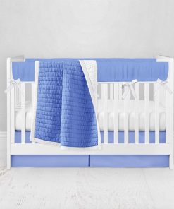 Bumperless Crib Set with Pleated Skirt Modern Rail Covers - Periwinkle