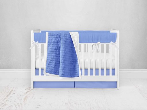 Bumperless Crib Set with Pleated Skirt Modern Rail Covers - Periwinkle