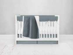 Bumperless Crib Set with Pleated Skirt Modern Rail Covers - Dark Gray