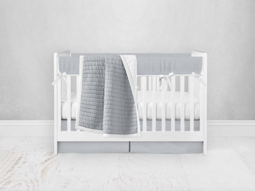 Bumperless Crib Set with Pleated Skirt Modern Rail Covers - Light Gray