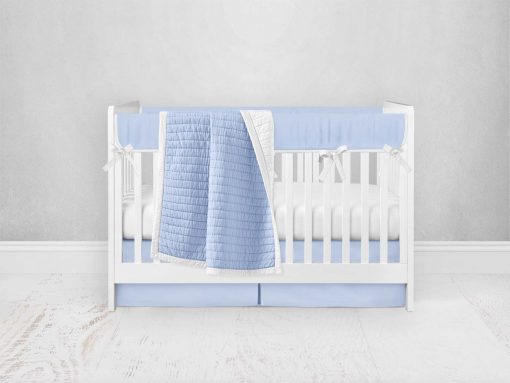 Bumperless Crib Set with Pleated Skirt Modern Rail Covers - Blue