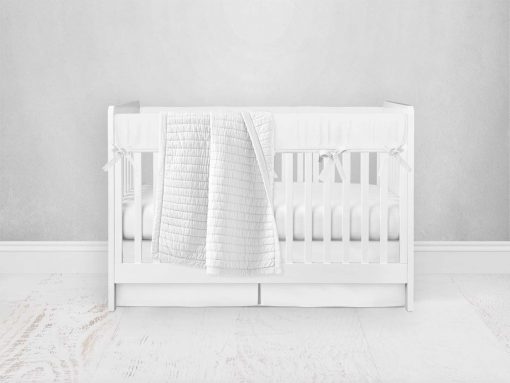 Bumperless Crib Set with Pleated Skirt Modern Rail Covers - White