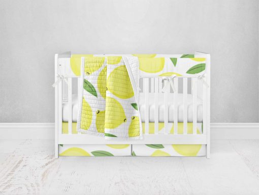 Bumperless Crib Set with Pleated Skirt Modern Rail Covers - Lively Lemons