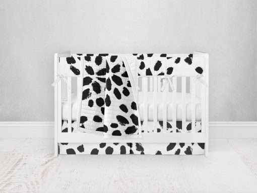 Bumperless Crib Set with Pleated Skirt Modern Rail Covers - Spotted Dottie