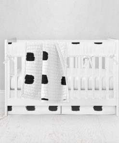 Bumperless Crib Set with Pleated Skirt Modern Rail Covers - Checked