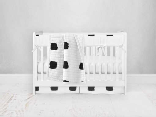 Bumperless Crib Set with Pleated Skirt Modern Rail Covers - Checked