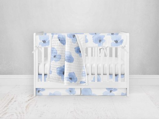 Bumperless Crib Set with Pleated Skirt Modern Rail Covers - Blue Violet
