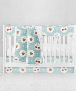 Bumperless Crib Set with Pleated Skirt Modern Rail Covers - Sweetie Pie