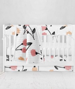 Bumperless Crib Set with Pleated Skirt Modern Rail Covers - Sweet Buds