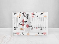 Bumperless Crib Set with Pleated Skirt Modern Rail Covers - Sweet Buds