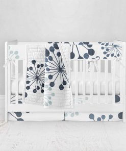 Bumperless Crib Set with Pleated Skirt Modern Rail Covers - Dandy Delight