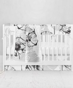 Bumperless Crib Set with Pleated Skirt Modern Rail Covers - Buttercup