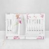 Bumperless Crib Set with Pleated Skirt Modern Rail Covers - Pretty in Pink
