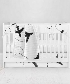 Bumperless Crib Set with Pleated Skirt Modern Rail Covers - Fly Fly