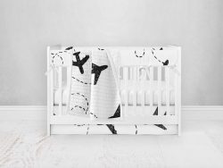 Bumperless Crib Set with Pleated Skirt Modern Rail Covers - Fly Fly