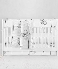 Bumperless Crib Set with Pleated Skirt Modern Rail Covers - Daisy Chain