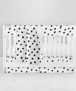 Bumperless Crib Set with Pleated Skirt Modern Rail Covers - Dotted
