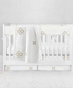 Bumperless Crib Set with Pleated Skirt Modern Rail Covers - Dainty Dots