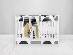 Bumperless Crib Set with Pleated Skirt Modern Rail Covers - Abstract Nature
