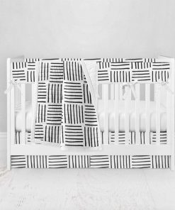 Bumperless Crib Set with Pleated Skirt Modern Rail Covers - Woven