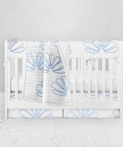 Bumperless Crib Set with Pleated Skirt Modern Rail Covers - Soft Shell