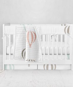 Bumperless Crib Set with Pleated Skirt Modern Rail Covers - Day Dream