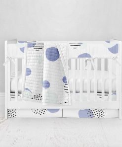 Bumperless Crib Set with Pleated Skirt Modern Rail Covers - Spots & Dots
