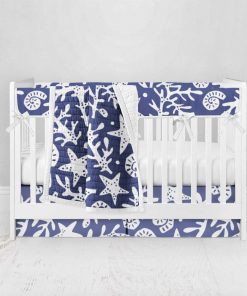 Bumperless Crib Set with Pleated Skirt Modern Rail Covers - Starfish