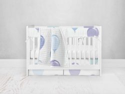 Bumperless Crib Set with Pleated Skirt Modern Rail Covers - Balloons