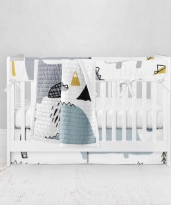 Bumperless Crib Set with Pleated Skirt Modern Rail Covers - Dino Draw