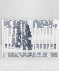 Bumperless Crib Set with Pleated Skirt Modern Rail Covers - Wild & Free