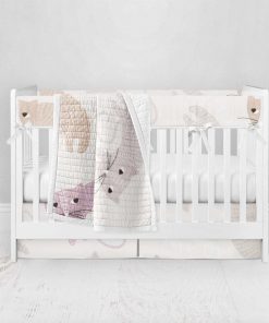 Bumperless Crib Set with Pleated Skirt Modern Rail Covers - Curvy Cats