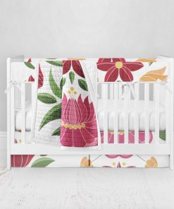 Bumperless Crib Set with Pleated Skirt Modern Rail Covers - Traditional Folks