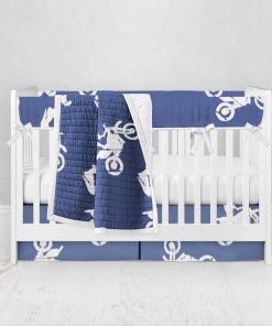 Bumperless Crib Set with Pleated Skirt Modern Rail Covers - Trick Rider