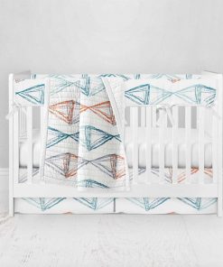 Bumperless Crib Set with Pleated Skirt Modern Rail Covers - Diamond Draw