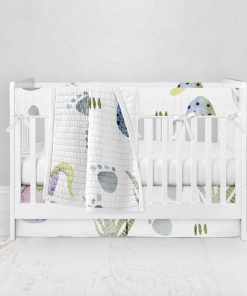 Bumperless Crib Set with Pleated Skirt Modern Rail Covers - Dragon Baby