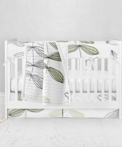 Bumperless Crib Set with Pleated Skirt Modern Rail Covers - Growing Up Inked