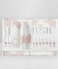 Bumperless Crib Set with Pleated Skirt Modern Rail Covers - Cotton Bloom