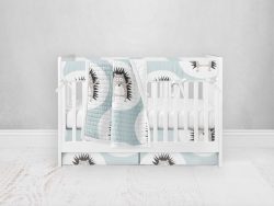 Bumperless Crib Set with Pleated Skirt Modern Rail Covers - Bad Hair Day