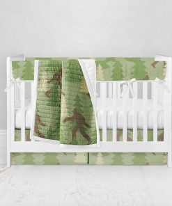 Bumperless Crib Set with Pleated Skirt Modern Rail Covers - Bigfoot