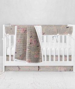 Bumperless Crib Set with Pleated Skirt Modern Rail Covers - Tiny Tapestry