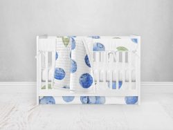 Bumperless Crib Set with Pleated Skirt Modern Rail Covers - Berry Blue