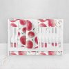 Bumperless Crib Set with Pleated Skirt Modern Rail Covers - Apple a Day