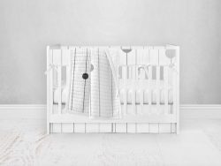 Bumperless Crib Set with Pleated Skirt Modern Rail Covers - Streamers