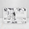 Bumperless Crib Set with Pleated Skirt Modern Rail Covers - Black Butterfly
